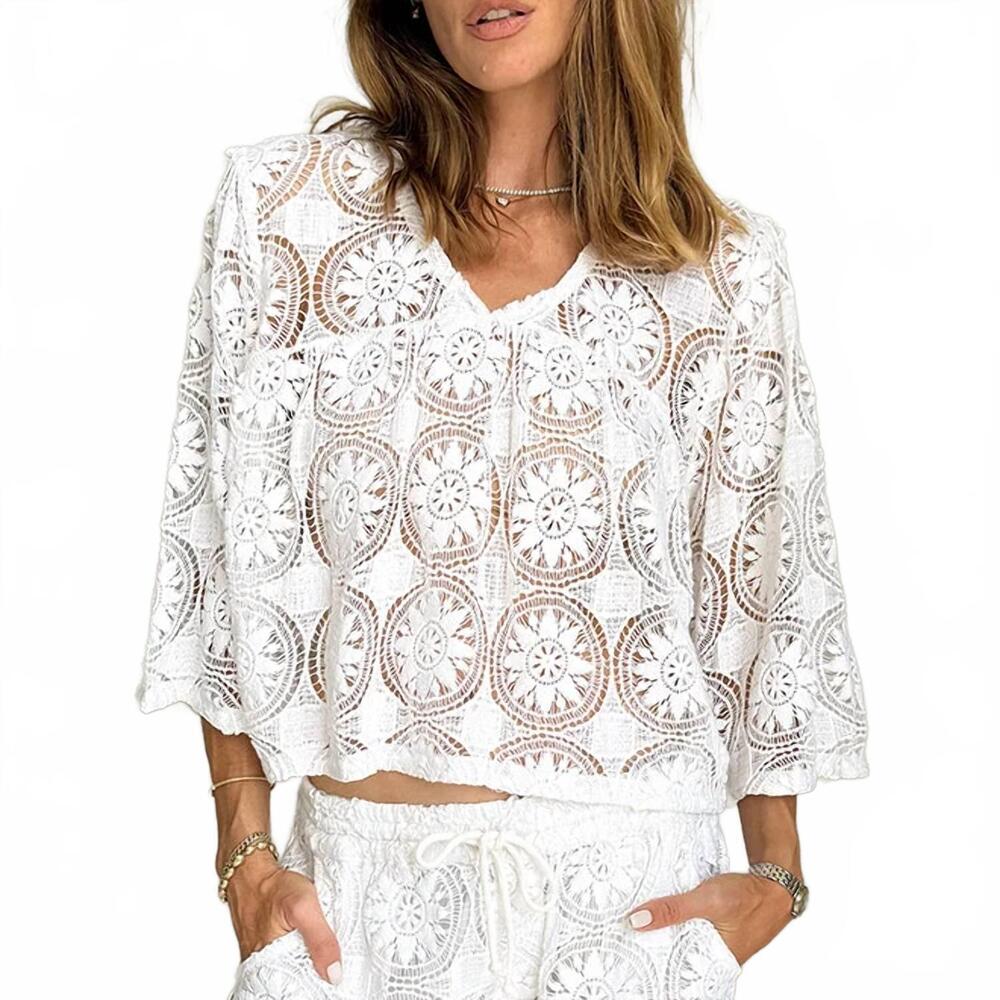 NEW CIAO LUCIA arima top in white crochet